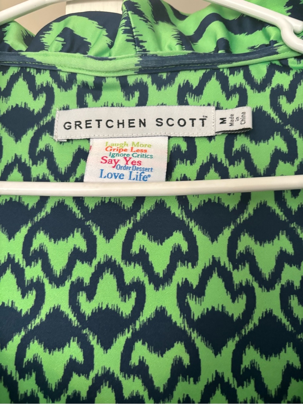 Gretchen Scott Designs Navy and Bright Green Cowl-Neck Shift Dress - Picture 2 of 2